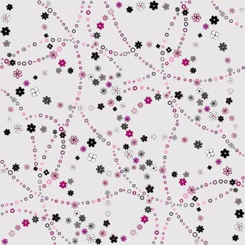 Whismical floral background over black background