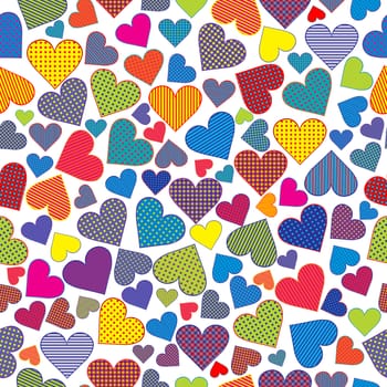 Stylized hearts background seamless pattern