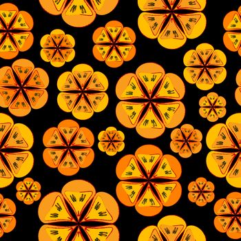 Orange flowers background seamless pattern