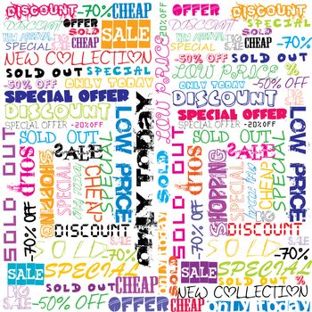 Background with colored sales and sold announcements