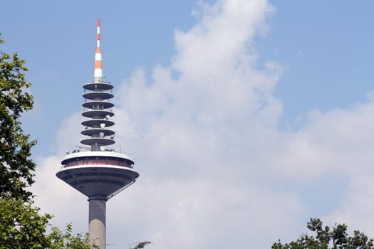 The Europaturm, The tower of Europe, tallest structure in Frankfurt, Hesse, Germany. Copy Space.