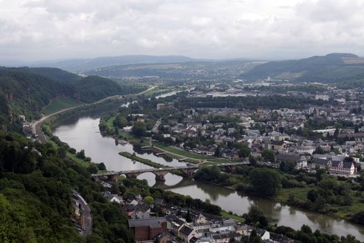 View of the oldest german city of Trier and the Mosel River, Rhineland-Palatinate, Germany.