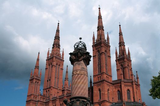 Top of the Cathedral of Wiesbaden, capital of Hesse, Germany.