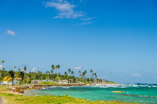 Turquoise bay in San Andres, Colombia in the Caribbean Sea