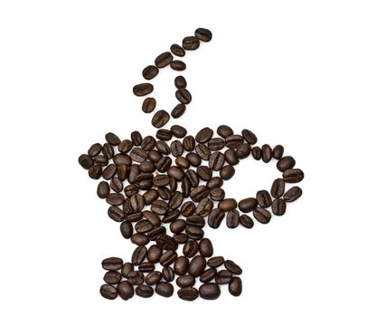 Coffee bean on white background - cup