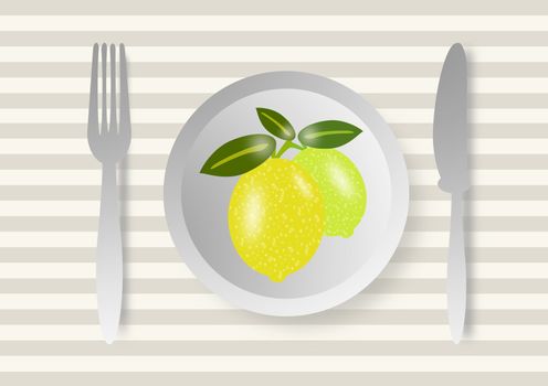 table prepared with a dish lemons