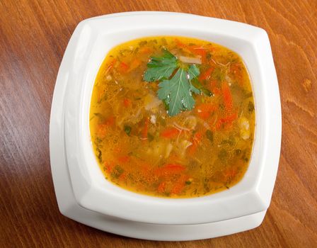 Italian cuisine.Minestrone vegetable soup