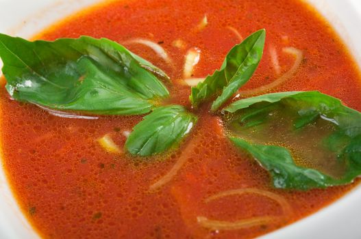 Italian cuisine,Tomato soup in ceramic bowl