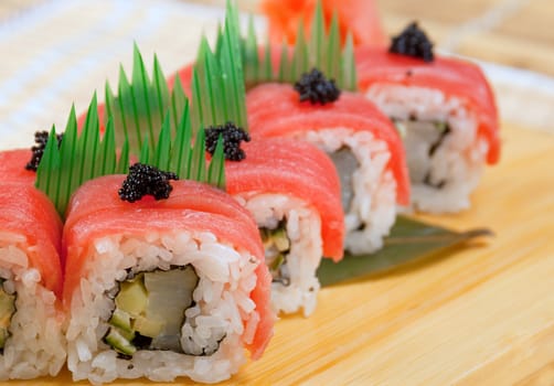 Japanese sushi . traditional japanese food.Roll made of tuna