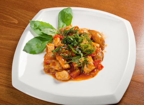 chicken with vegetable and sauce