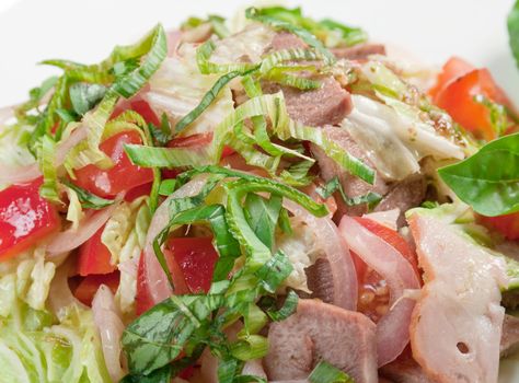 Italian cuisine.Healthy vegetarian Salad with beef tongue