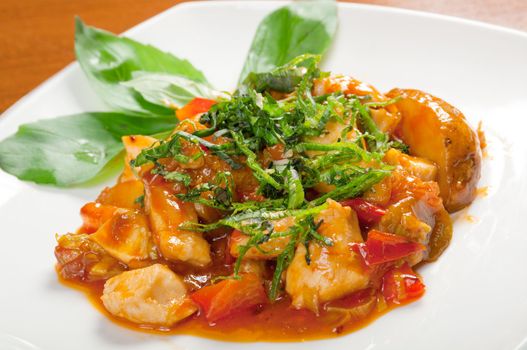 chicken with vegetable and sauce