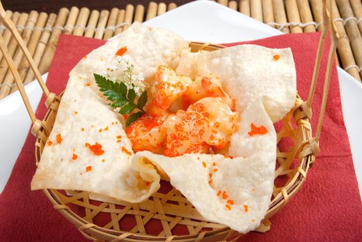 prawn potato chips chinese.closeup