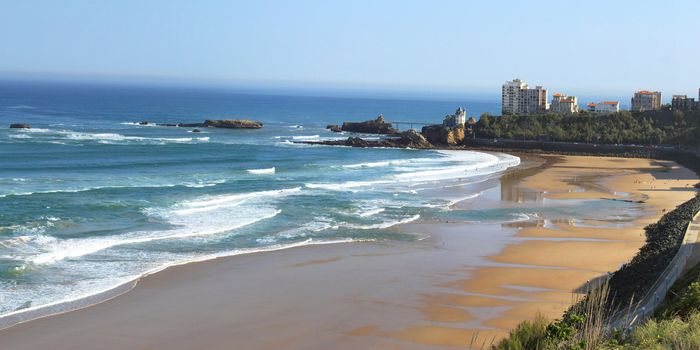 view of the beach of Biarritz in the Basque country in France