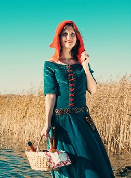 red Riding  hood.beautiful girl in medieval dress