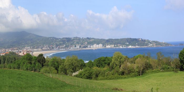 panoramic photo of Hendaye beach landscape in the Basque country in France