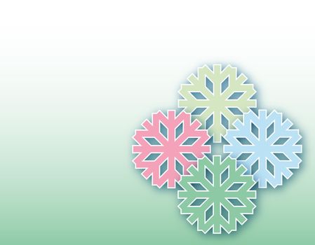 winter background with snowflakes pastel colors with free space for text