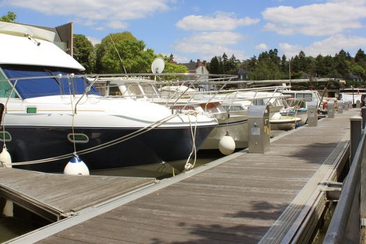 photo of the bow of a pleasure boat in a port