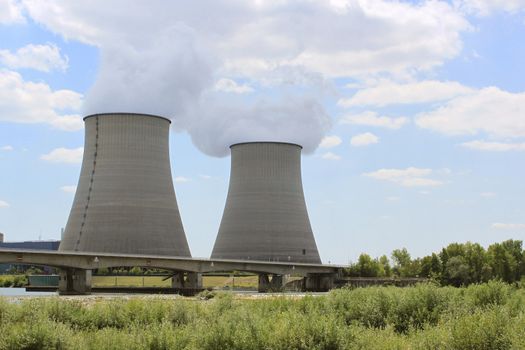 nuclear power plant in operation for production of electrical energy