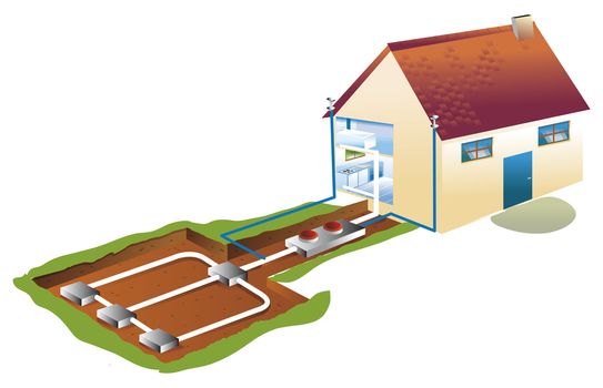 air conditioning and geothermics in basement