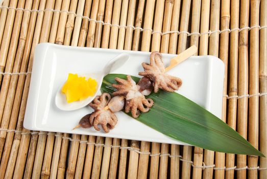 Japanese  octopus skewered.Japanese Cuisine - Kebab