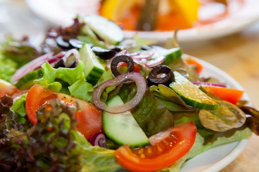 Greek Salad with healthy vegetable and olive oil