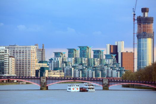 London Skylines Skyscrapers along River thames England UK
