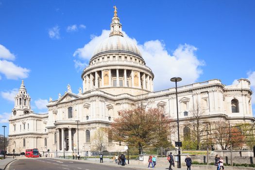 St. Paul Cathedral with London Bus England United Kingdom