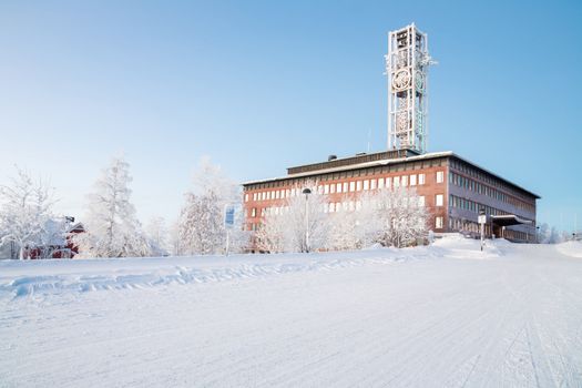 Architecture Kiruna City Hall at dusk twilight Sweden 