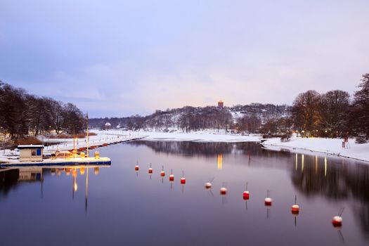 Winter lake landscape in Stockholm Sweden