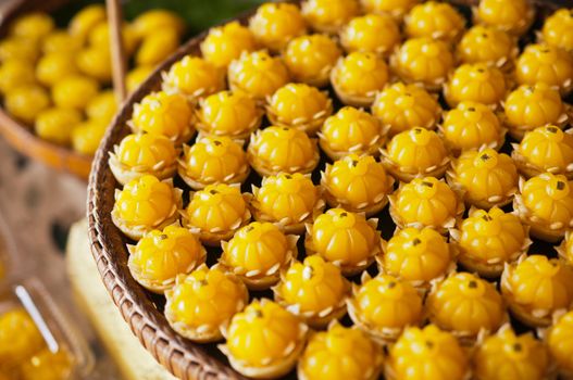 closeup of artificial thai desserts