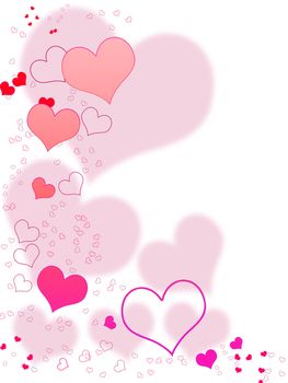 Valentines day background for your designs in white with pink and red hearts
 