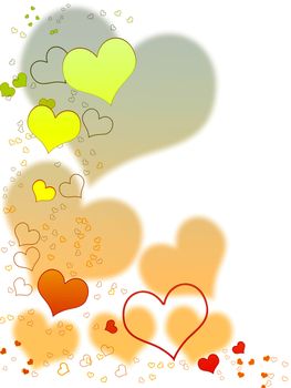 Valentines day background for your designs in white with colorful hearts 