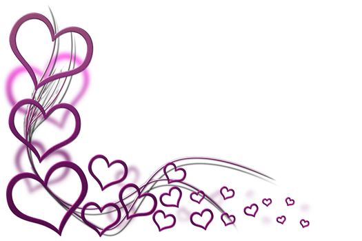 Valentines day background for your designs with purple hearts and swirls
