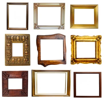 Collage of antique and wooden frames