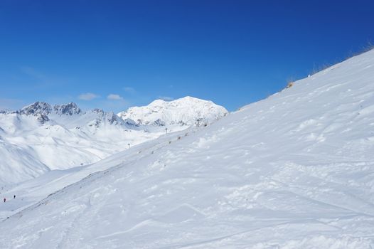 Mountains with snow in winter, Val-d'Isere, Alps, France