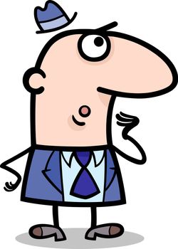 Cartoon Illustration of Surprised Man or Businessman in Suit