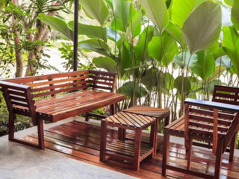 dining table and chair in the garden