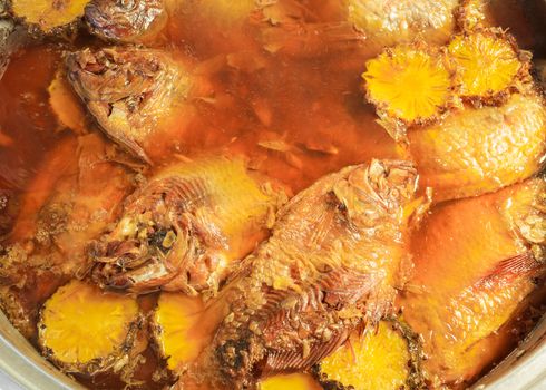 cyprinidae boiled with salt, thai food