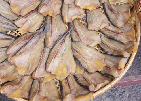 Dried fish in market for sale