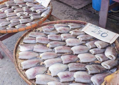 Dried fish in market for sale
