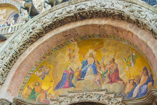 Mural of San Marco Cathedral at the Piazza San Marco. Venice, Italy.