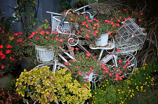 Vintage bicycle with flower decorations