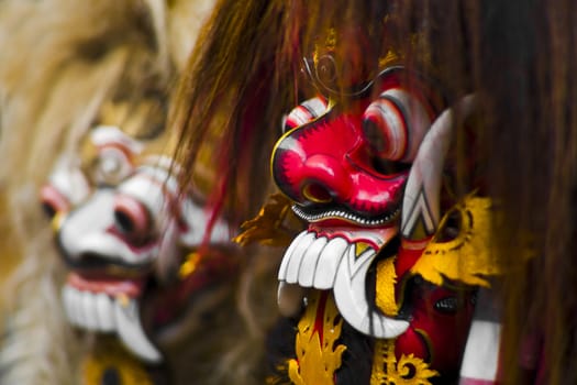 Mask use in religious dance in Bali, Indonesia.