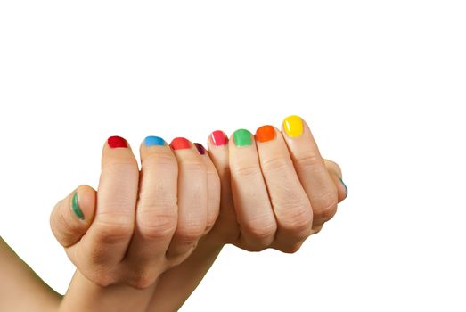 Beautiful woman hands with manicure isolated