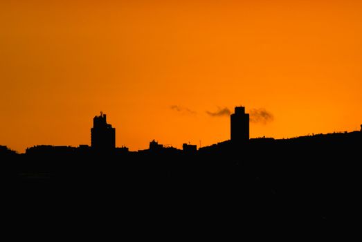 Urban abstract red silhouette from Istanbul Turkey