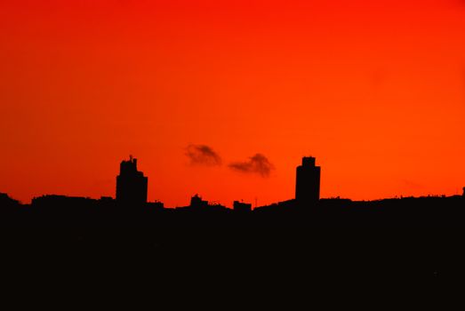 Urban abstract red silhouette from Istanbul Turkey