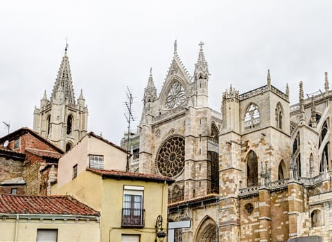 roofs and Cathedral - Leon, Spain