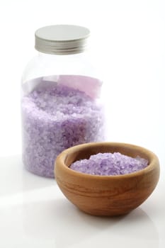 lavender bath salts close up, shallow dof 