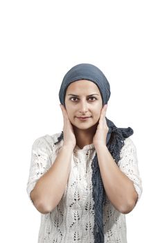 Female with Blue Veil Smile